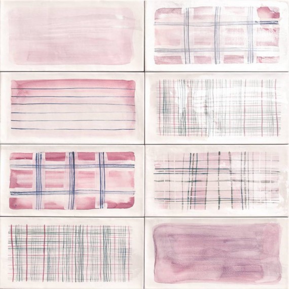 Плитка PT02917 Deco Aquarel Pink 15x30