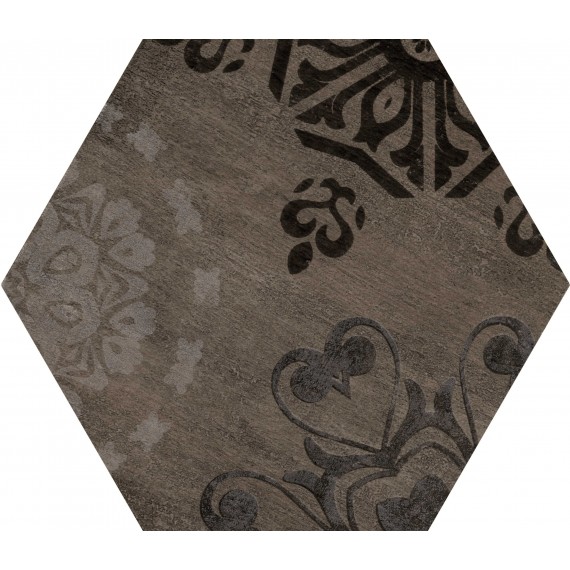 Керамогранит 1047685 DOCKLANDS INSERTO DOCKS BROWN HEXAGONE 24x27,7