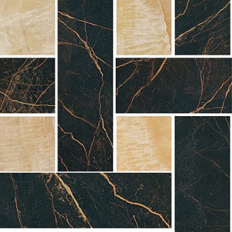 Керамогранит 240450 MARBLE MOSAICS CHESTERFIELD NERO-ORO 29,1x29,1