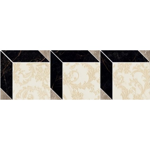 Керамогранит 240861 MOSAICS CUBE NERO-BIANCO-GRIGIO 19,5x58,5