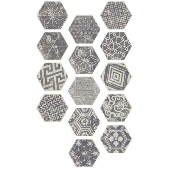 Керамогранит Hexagon Kendo mix Grey 23x26