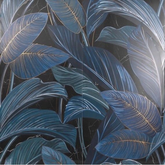 Керамогранит Showall Black Leaf (set 2 pz) 120x120