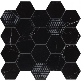 Мозаика 02613 MAJESTIC HEXAGON ROYAL NERO LEV 34x36