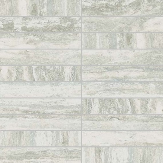 Керамогранит Мозаика 748312 Travertino White Mosaico Glossy 3x15 30x30