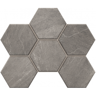 Мозаика GB02 Gabbro Hexagon неполированная 25x28.5