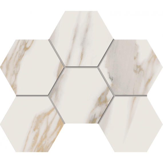 Керамогранит Мозаика RM01 Miramare White Hexagon неполированный 25x28,5