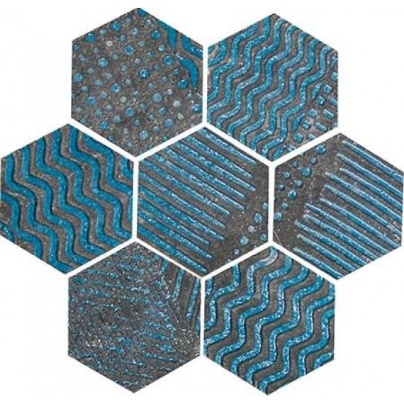Плитка 101009 Dec. RAKU ESAGONA TURQUOISE 35.5x37