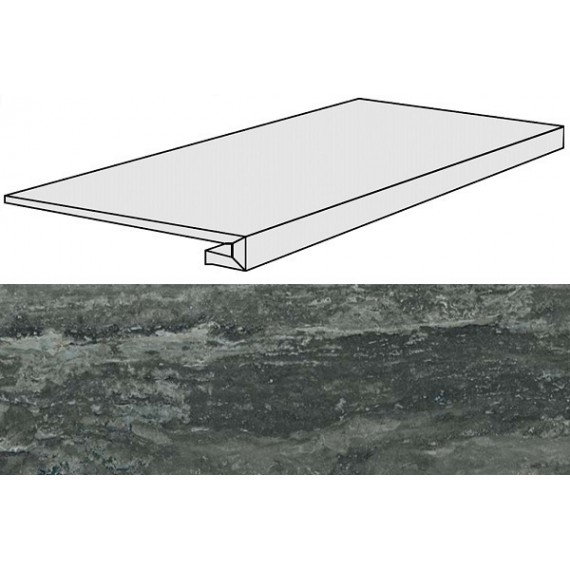Керамогранит Ступени 748331 Travertini Black Gradino Glossy 33x120x3