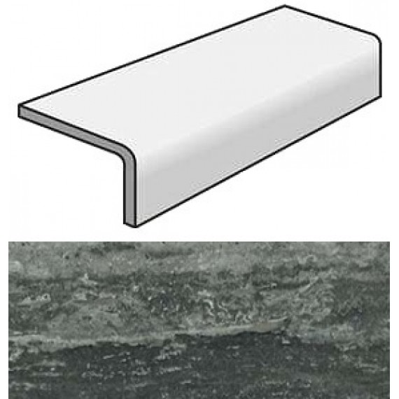 Керамогранит Ступени 748335 Travertini Black Elemento Elle Strutturato 20x40x6