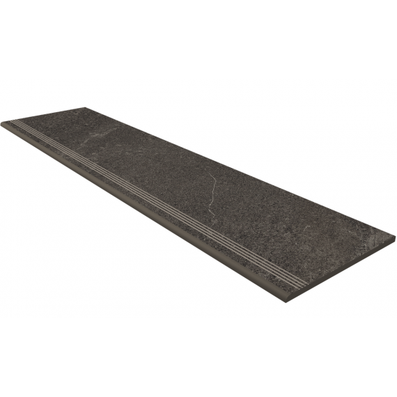 Керамогранит Ступень GB03 Gabbro неполированная с насечками 30x120x1