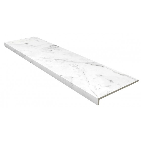 Клинкер ная плитка Ступень фронтальная Marble Anti-Slip Rect. Carrara Blanco 31,5*119,7