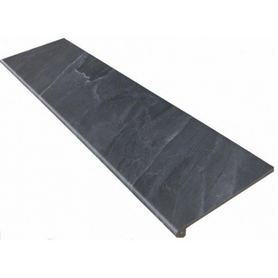 Клинкер ная плитка Ступень фронтальная Tibet Smooth Round. Antracita 33x120