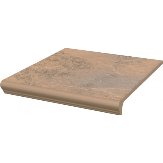 Клинкер ная плитка Semir Beige ступень простая с носиком структурированная 30x33