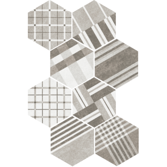 22101 Керамогранит Hexatile Cement Geo Grey 17,5x20