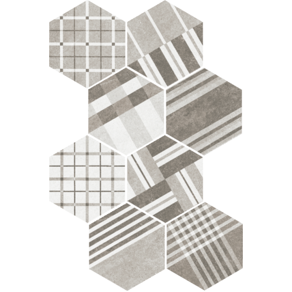 Керамогранит 22101 Керамогранит Hexatile Cement Geo Grey 17,5x20