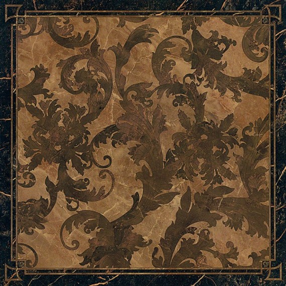 Керамогранит 240073 MARBLE CASSETTONE FOGLIA NERO RETTIFICATO LAPPATO 58,5x58,5