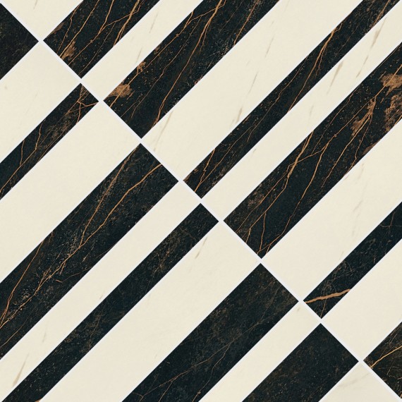 Керамогранит 240521 MARBLE MOSAICS OPTICAL NERO-BIANCO 58,5x58,5