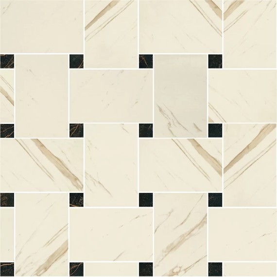 Керамогранит 240531 MARBLE MOSAICS INTRECCIO BIAN-NERO 29,1x29,1