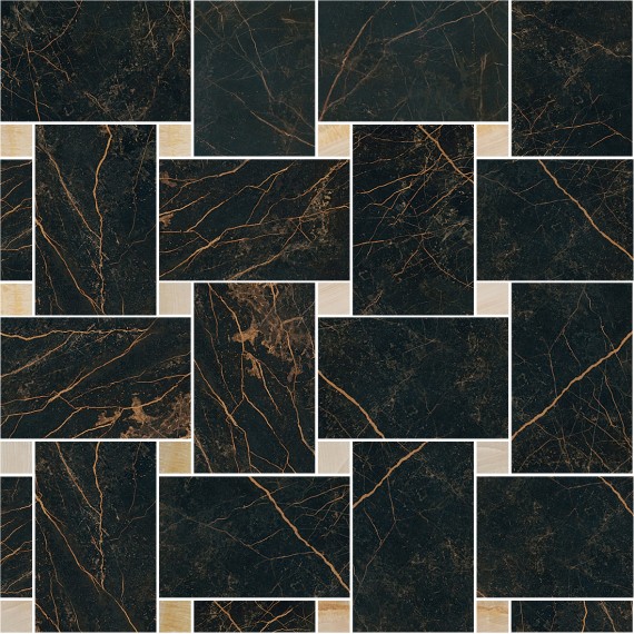 Керамогранит 240533 MARBLE MOSAICS INTRECCIO NERO-ORO 29,1x29,1