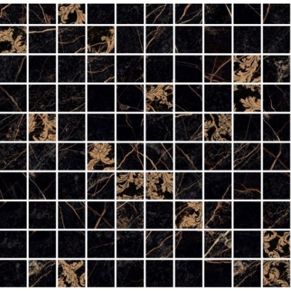 Керамогранит 240823 MOSAICS T100 DECORATO NERO 29,1x29,1