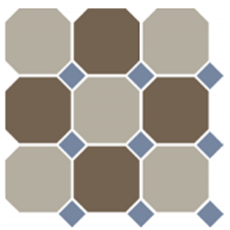 4401+29 OCT11-A Beige 01 Coffe Brown 29 OCTAGON/Blue Cobalt 11 Dots (лист 30х30 9 штук+вставки)