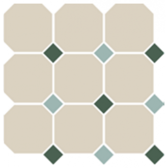 4416 OCT18+13-B White OCTAGON 16/Green 18 + Turquoise 13 Dots (лист 30х30 9 штук+вставки)