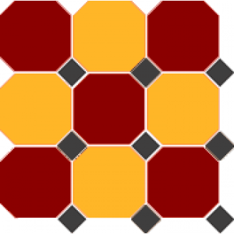 4420/21 OCT14-A Brick Red 20 Ochre Yellow 20 Octagon/Black 14 Dots 30x30