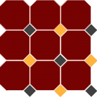 4420 OCT14+21-A Brick Red OCTAGON 20/Black 14 + Ochre Yellow 21 Dots 30x30