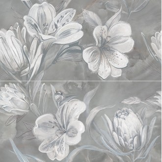 588912003 Плитка Панно Opale Grey Flower 63x63