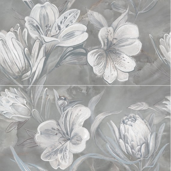 Керамическая плитка 588912003 Плитка Панно Opale Grey Flower 63x63