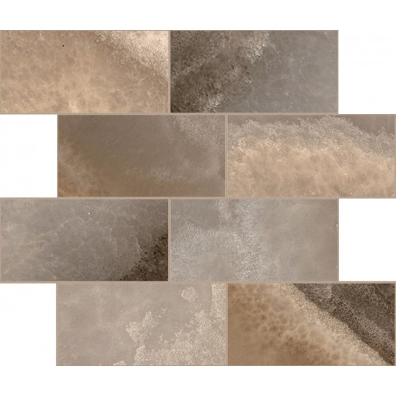 Мозаика 770279 Мозаика Reves De Rex Choco Muretto Sfalsato Glossy 6mm 7.5x15 30x30