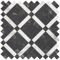 9MVH Marvel Noir Mix Diagonal Mosaic 30.5x30.5