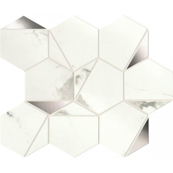 Мозаика A4WV Marvel Statuario Supremo Platino Hex Shiny 25,1x29