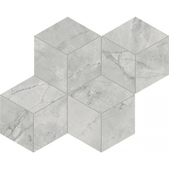 Керамогранит AF8O Marvel Grey Cloud Mosaico Esagono Silk 30x35