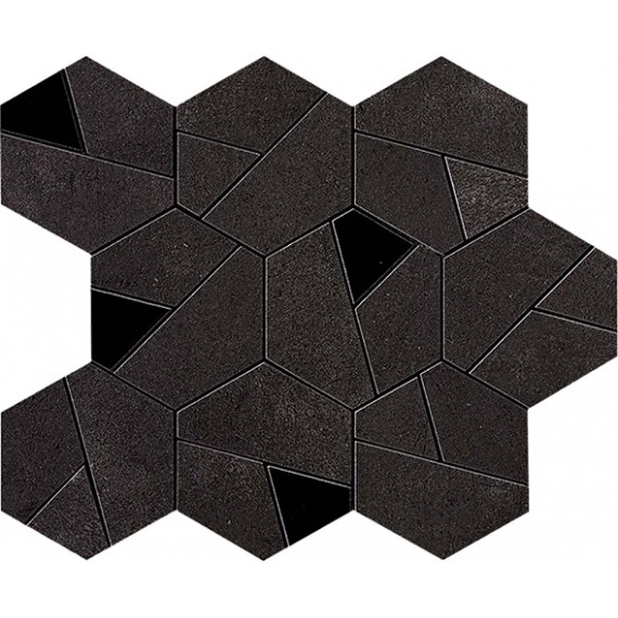 Мозаика AN7B Boost Tarmac Mosaico Hex Black 25x28.5