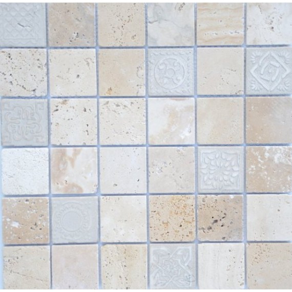 Мозаика Art Travertino beige MAT 48x48x8 300x300x8