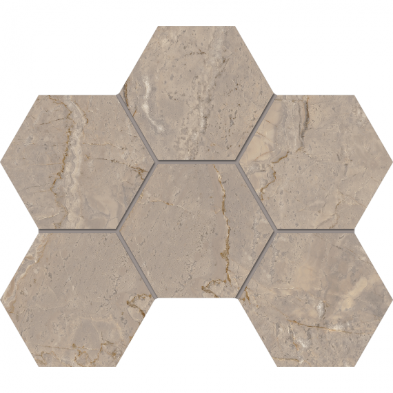 Мозаика BR02 Bernini Hexagon Beige Мозаика неполированная 25x28,5