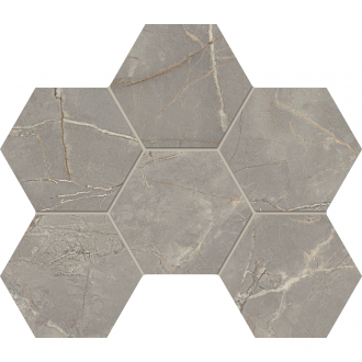 BR03 Bernini Hexagon Grey Мозаика полированная 25x28,5