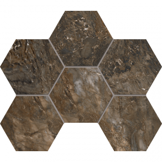 BR04 Bernini Hexagon Dark Brown Мозаика неполированная 25x28,5