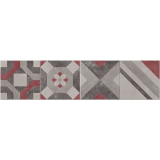 DKR01113 Dec.Combi 4 Gri/Rosso Ret 30x30