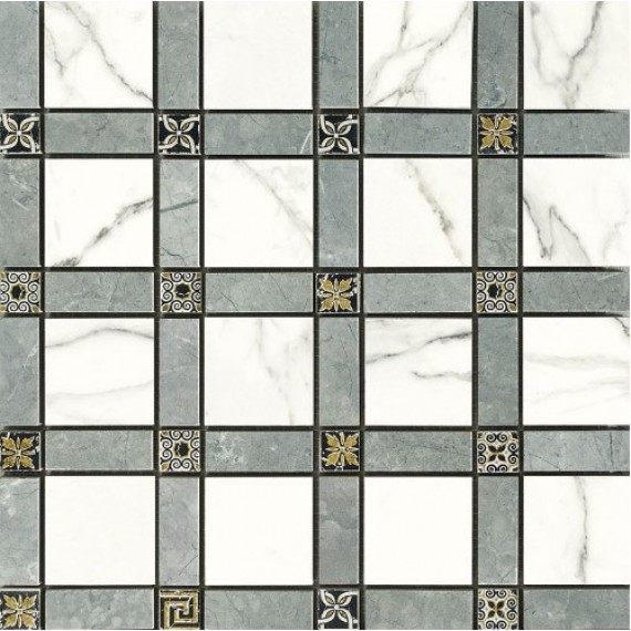 Мозаика IMP009L Cassettone Lapp. Statuario 30x30