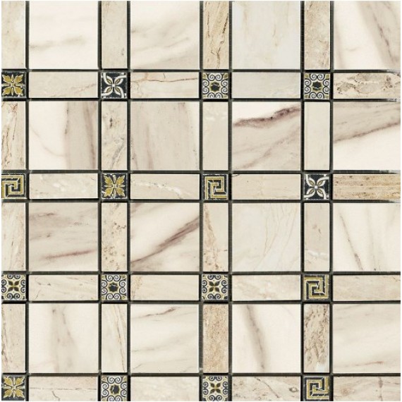 Мозаика IMP339L Cassettone Lapp. Calacatta Beige 30x30