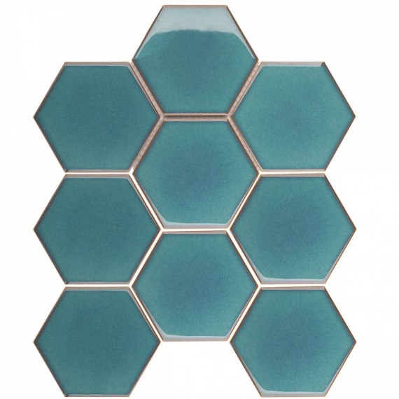 Мозаика JJFQ80071 Hexagon big Green Glossy 25.6х29.5х6