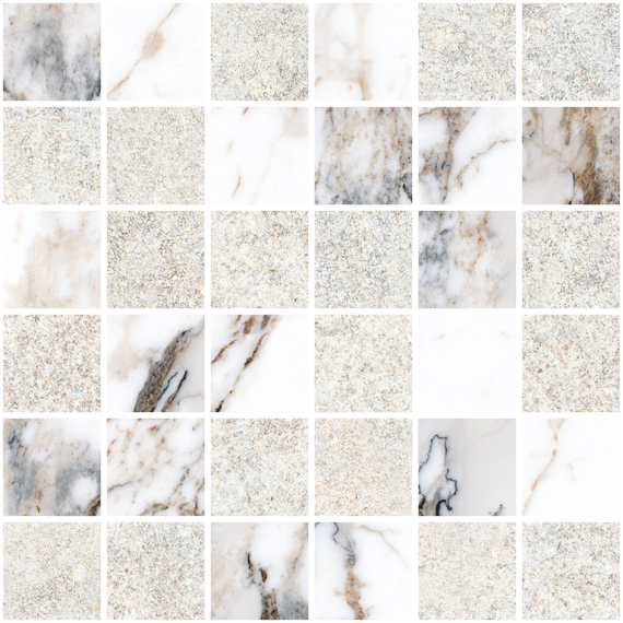 Керамогранит K9498838R001VTE0 Marble-Stone Мозаика Белый Матовый-Лаппато Ректификат 30x30