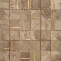 Kamu Beige Metal Mosaico Brillante 30x30