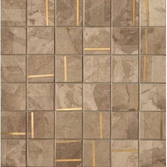 Kamu Beige Metal Mosaico Brillante 30x30