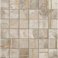 Kamu White Metal Mosaico Brillante 30x30