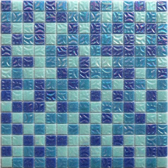 Мозаика MIX27 стекло синий (сетка) 20x20x4 327x327