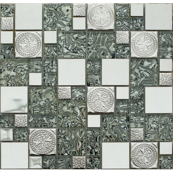 Мозаика MS-620 метал стекло (23*48*8) 300*300