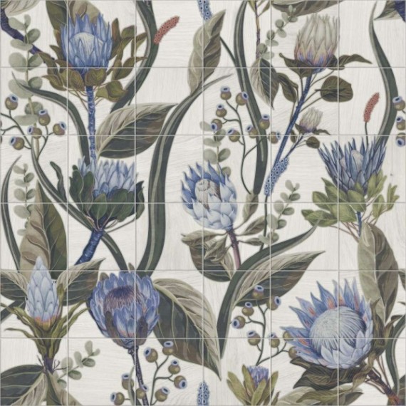 Керамогранит Mural Blue Leaves 20x20 (комп/36шт)